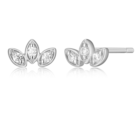 Triple Marquise Shape Sterling Silver Lab Grown Diamond Earrings