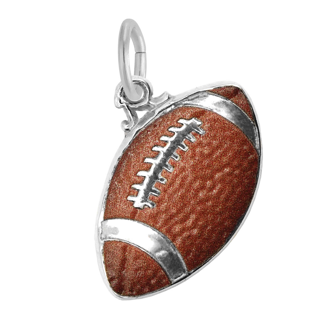 Sterling Silver 3D Painted Footbal Charm