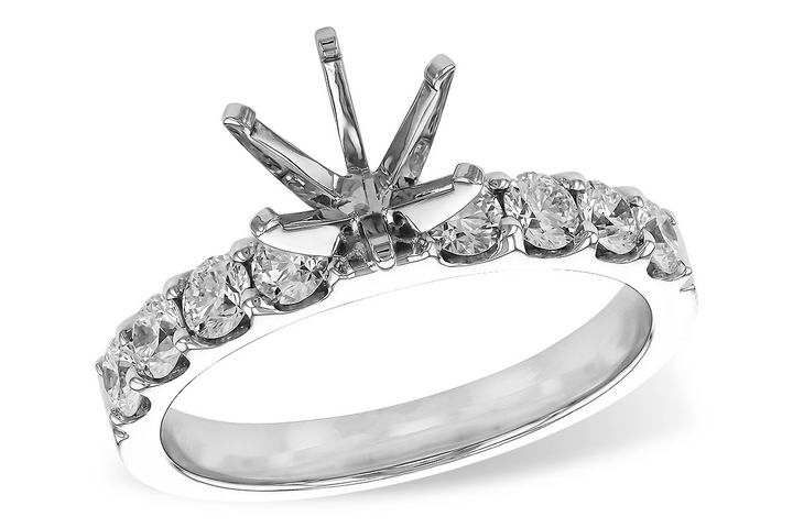 Single Row Style Shared Prong Engagement Ring Mounting 14k White Gold .75ct total Carat Weight