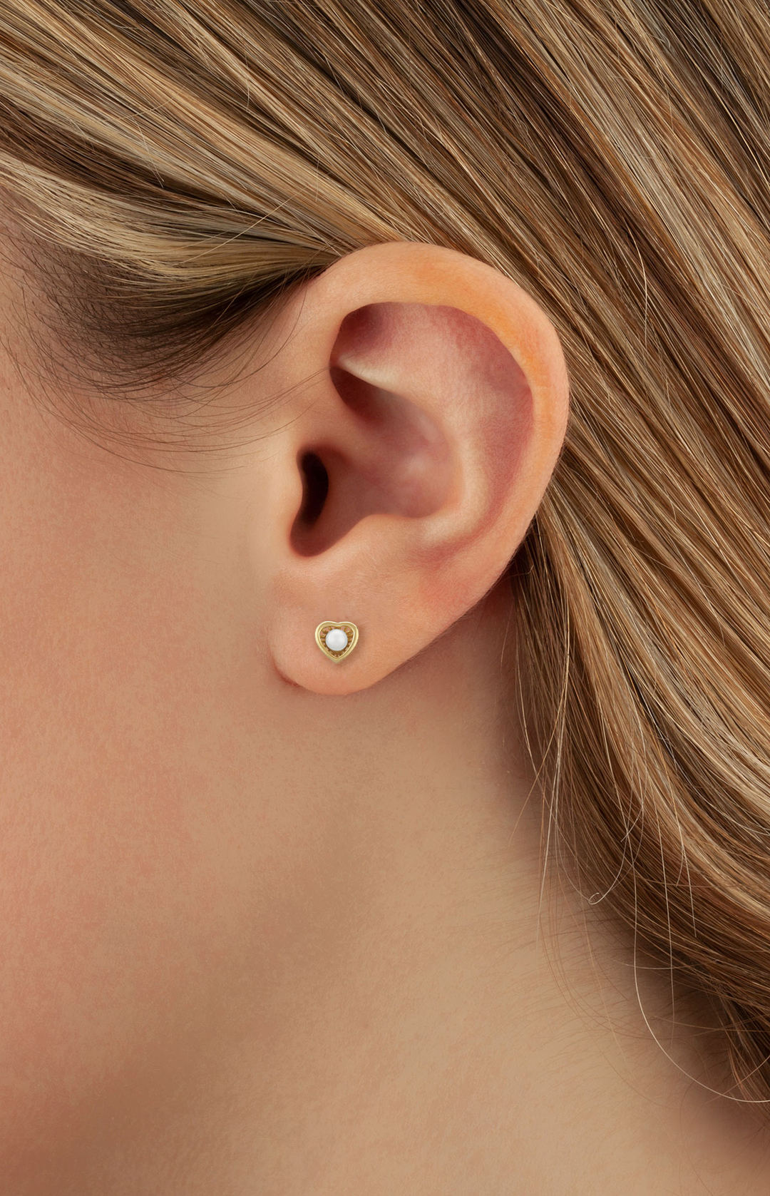 14k Yellow Gold Round Pearl 4 Prong Stud Earrings
