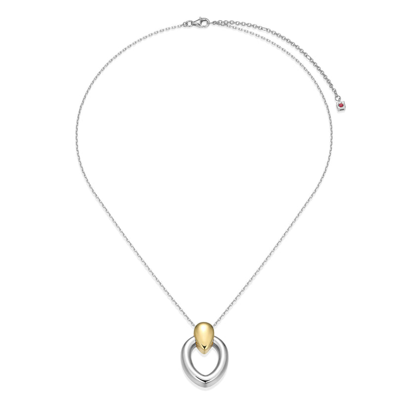 Drop Pear Shape Pendant in Sterling Silver Two-Tone