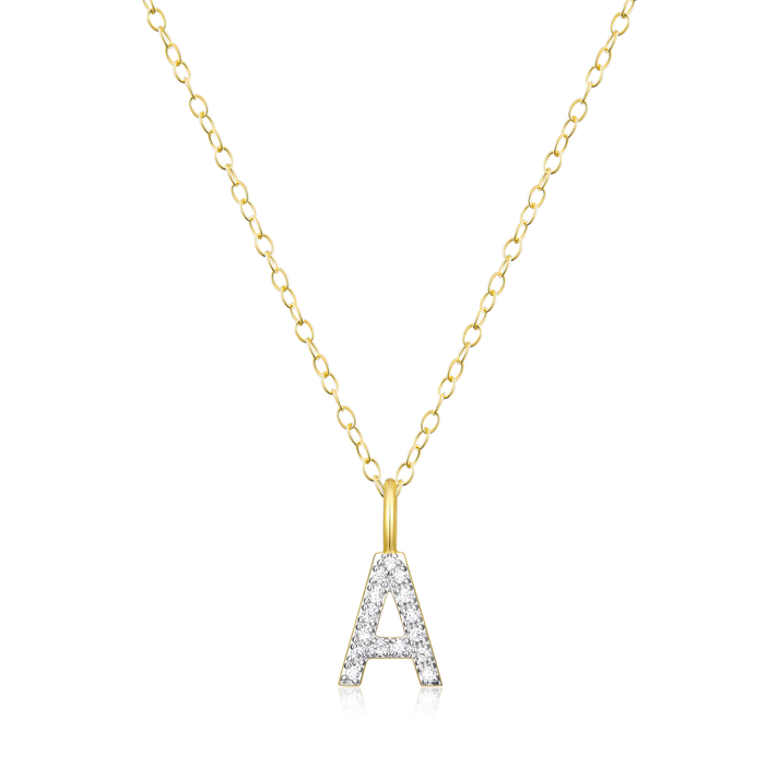 Initial A Sterling Silver Yellow Gold Lab Grown Diamond Pendant