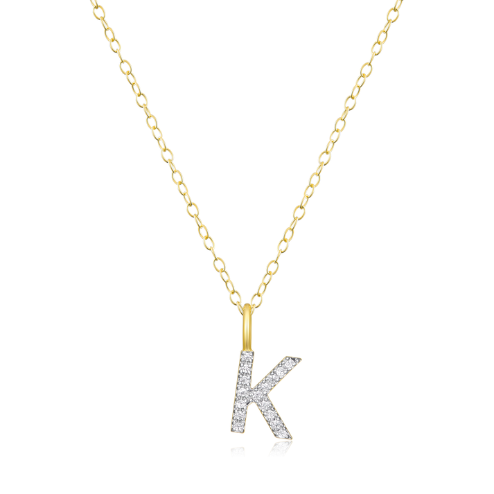 Initial K Sterling Silver Yellow Gold Lab Grown Diamond Pendant