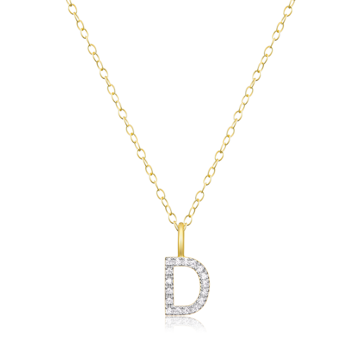 Initial D Sterling Silver Yellow Gold Plated Lab Grown Diamond Pendant