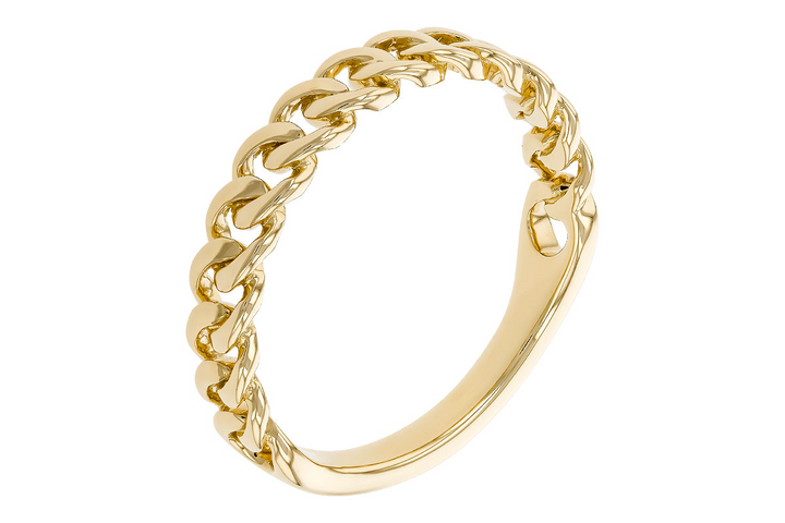 Chain link Free Form Ring 14k Yellow Gold Polished