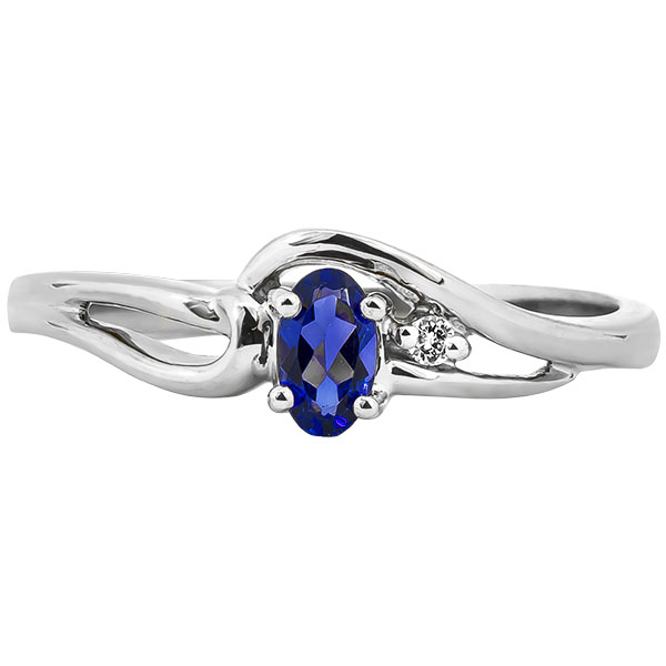 14k White Gold Oval Sapphire Free Form Ring