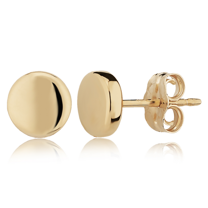 disc Post 6mm Earrings 14k Yellow Gold Polished