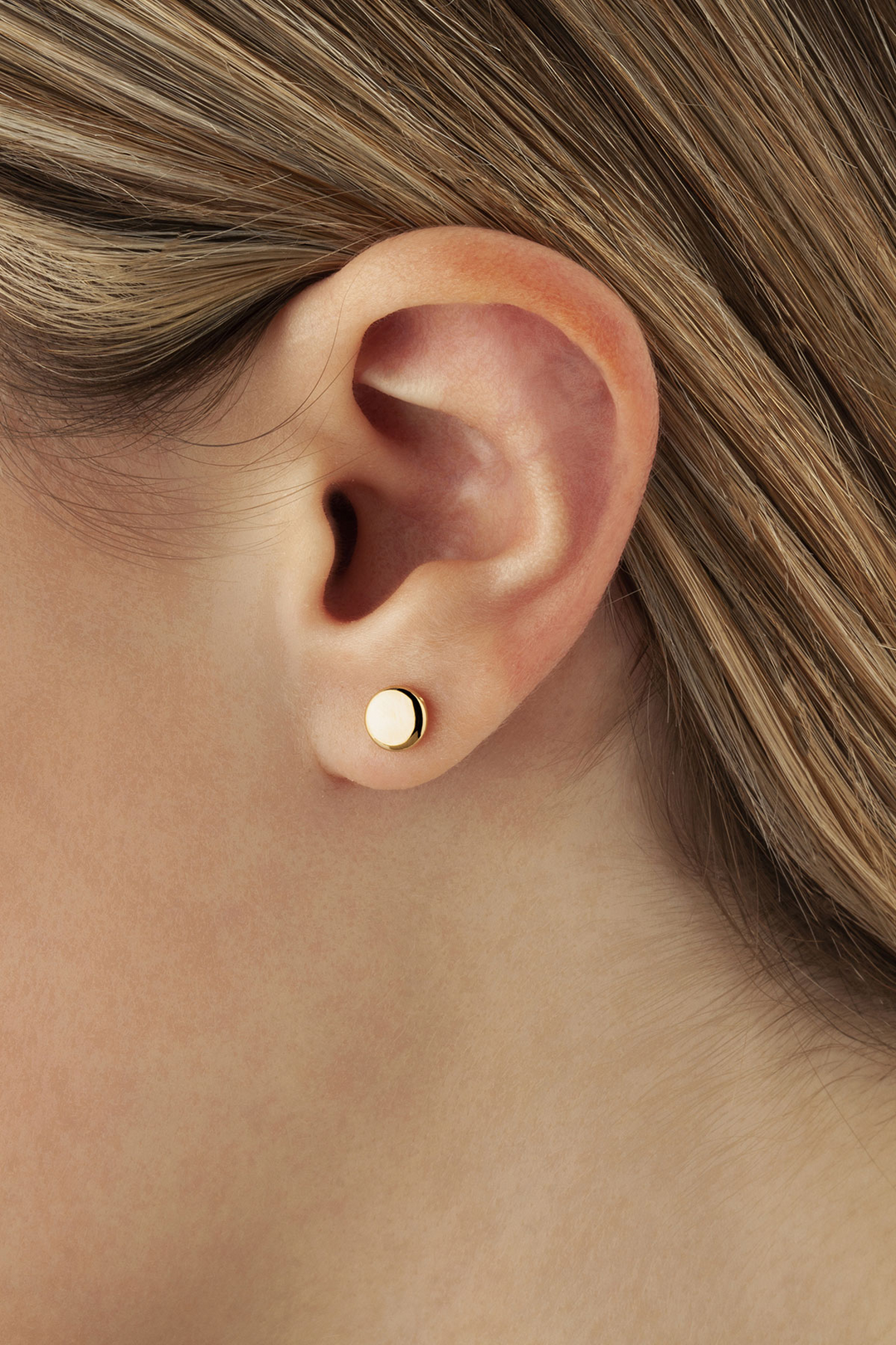 disc Post 6mm Earrings 14k Yellow Gold Polished