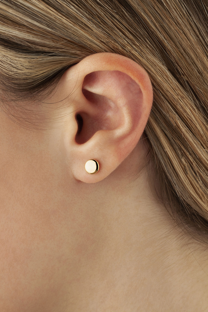 disc Post 6mm Earrings 14k Yellow Gold Polished