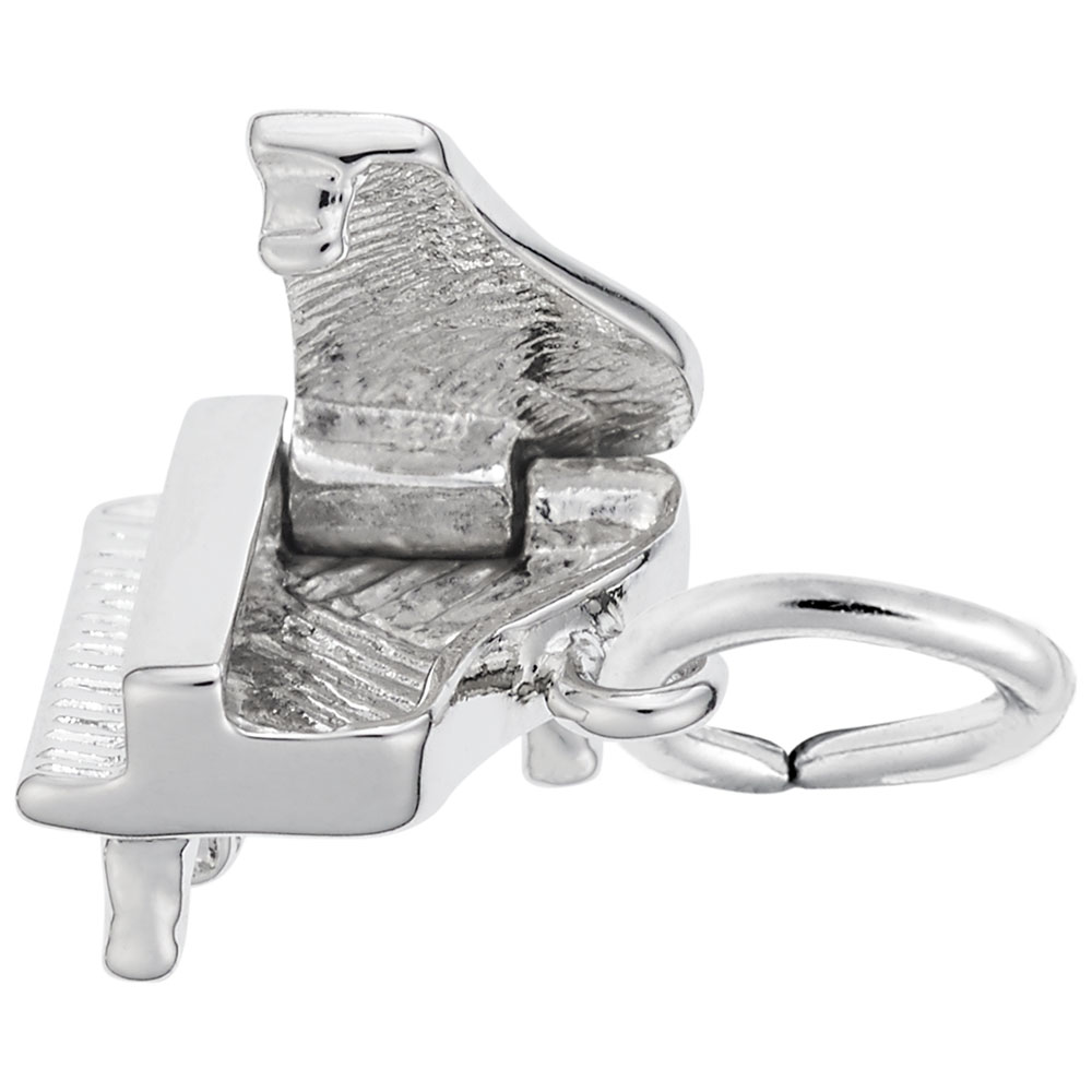 Sterling Silver 3D Petite Piano with opening lid Charm