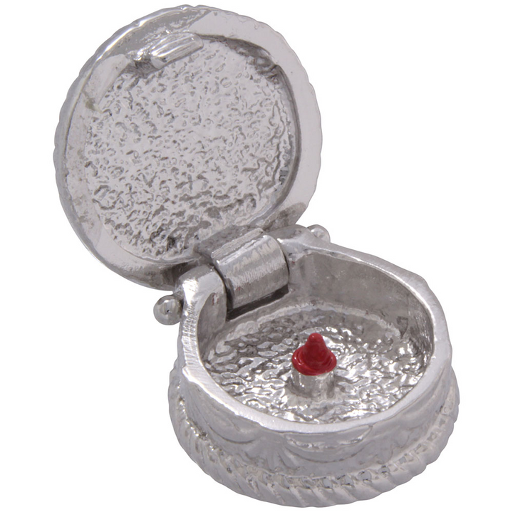 Sterling Silver 3D Happy Birthday Cake Opens with Candle Insdie Charm