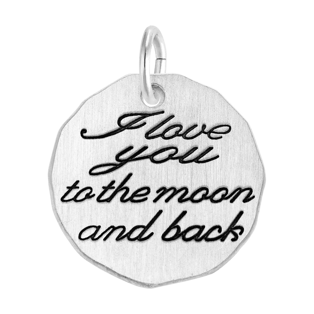 Sterling Silver 3D I Love You To The Moon Charm