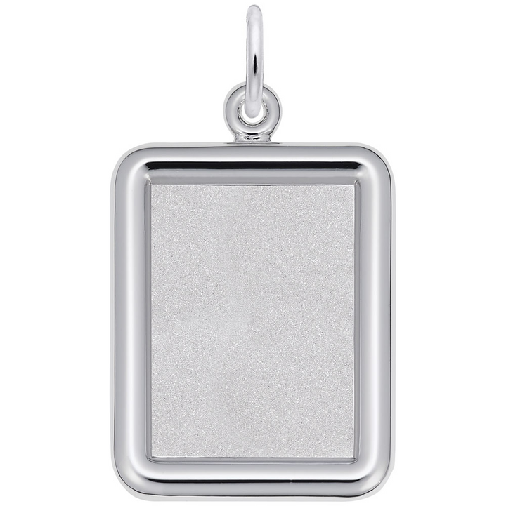 Sterling Silver Engravable Rectangle Shape Photo Art Charm Charm