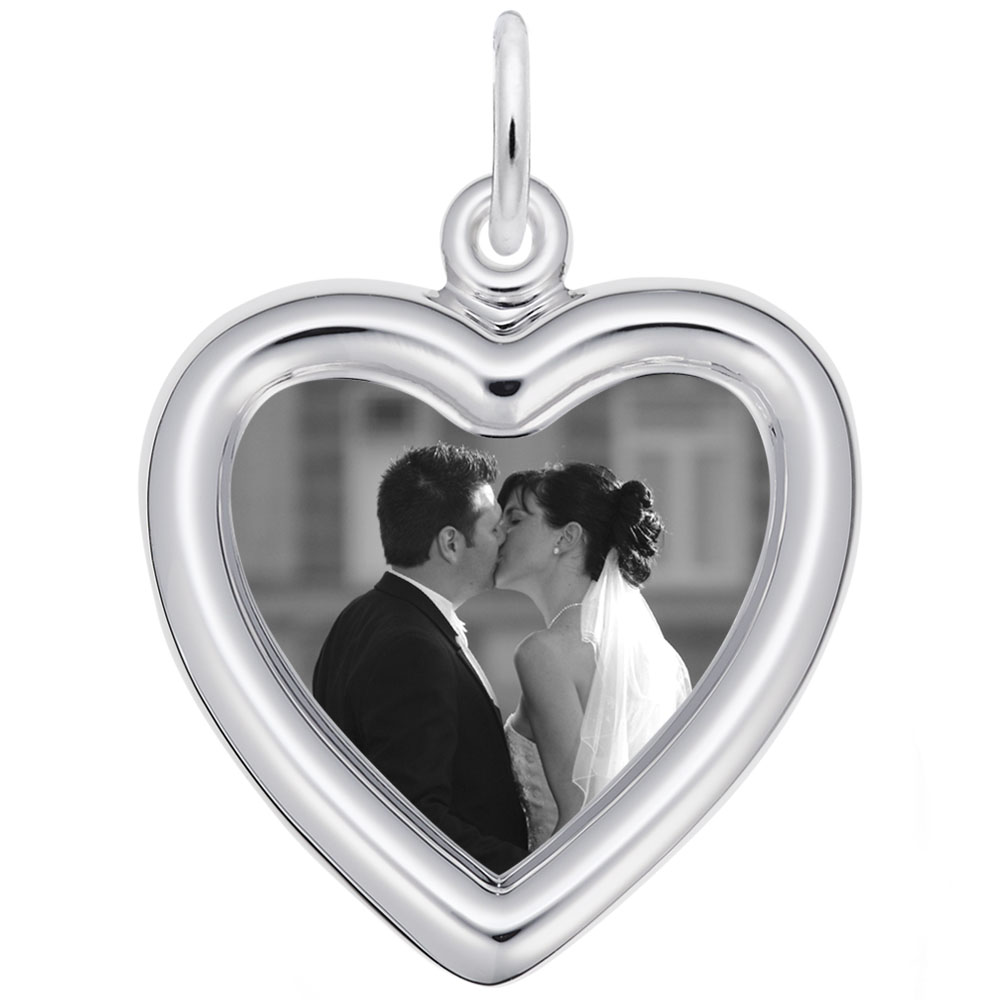 Small Heart Photoart Sterling Silver Charm