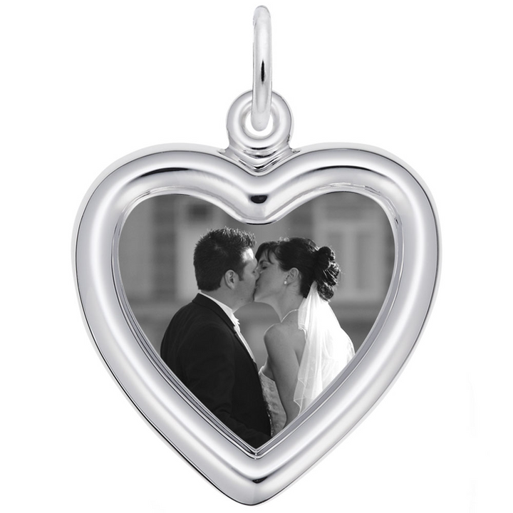 Small Heart Photoart Sterling Silver Charm