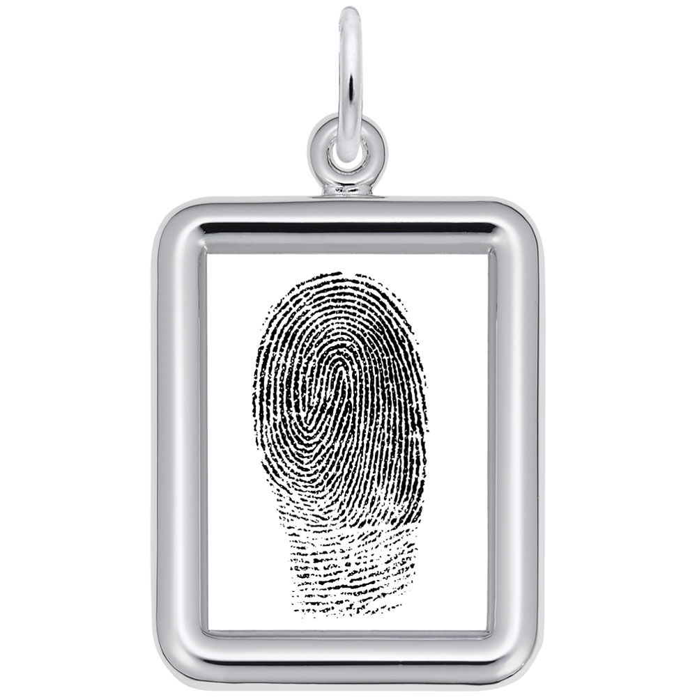 Sterling Silver Engravable Rectangle Shape Photo Art Charm Charm