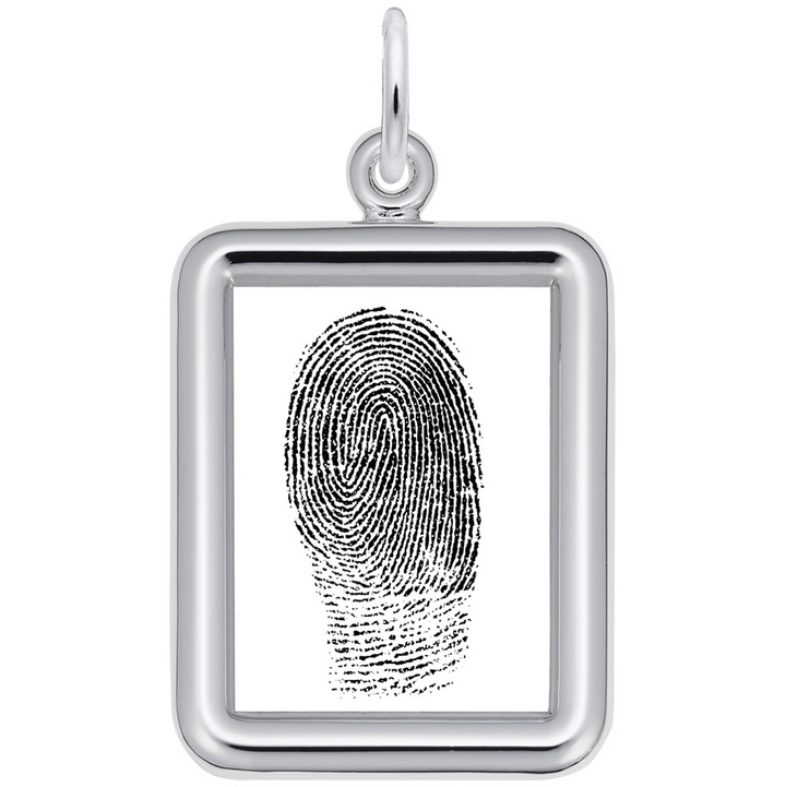 Sterling Silver Engravable Rectangle Shape Photo Art Charm Charm