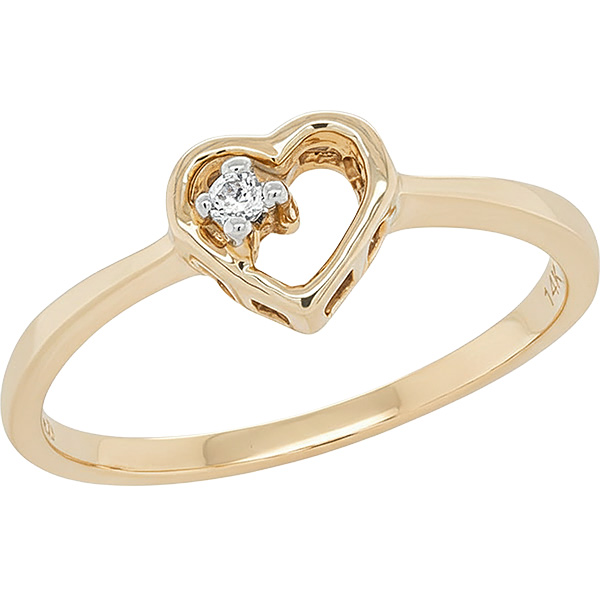 Diamond Heart Style Ring 14k Yellow Gold .025ct Total