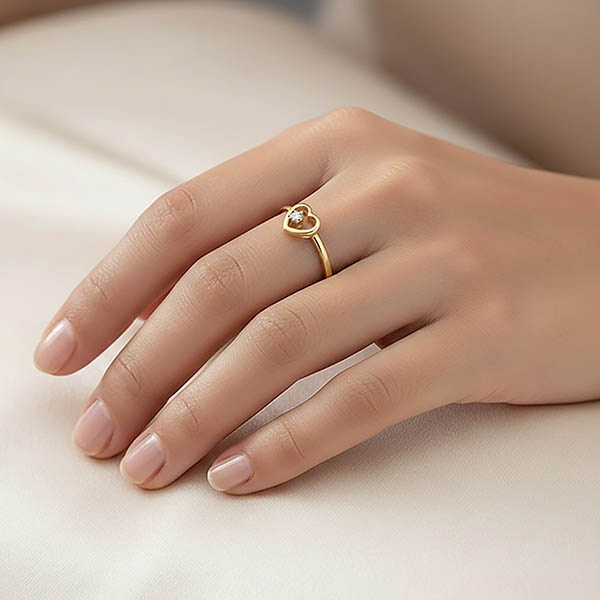 Diamond Heart Style Ring 14k Yellow Gold .025ct Total