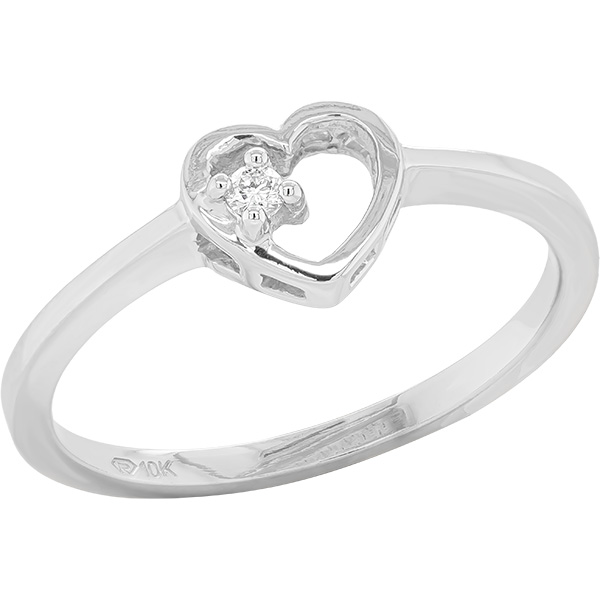 Diamond Heart Style Ring 14k White Gold .025ct Total