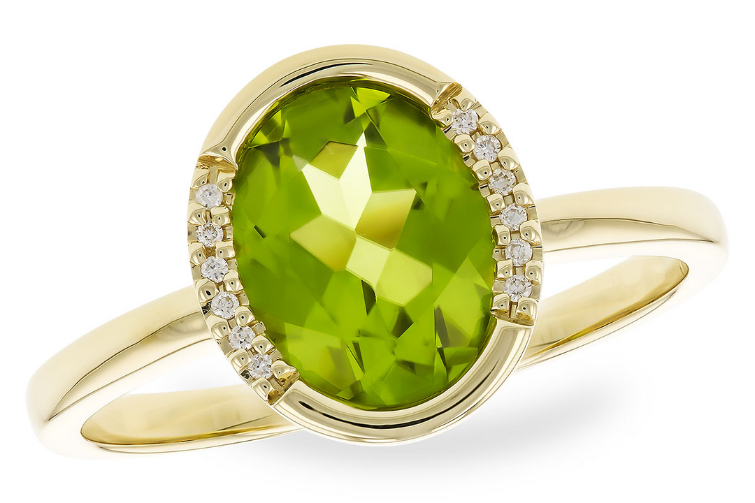 14k Yellow Gold Oval Peridot Contemporary Ring