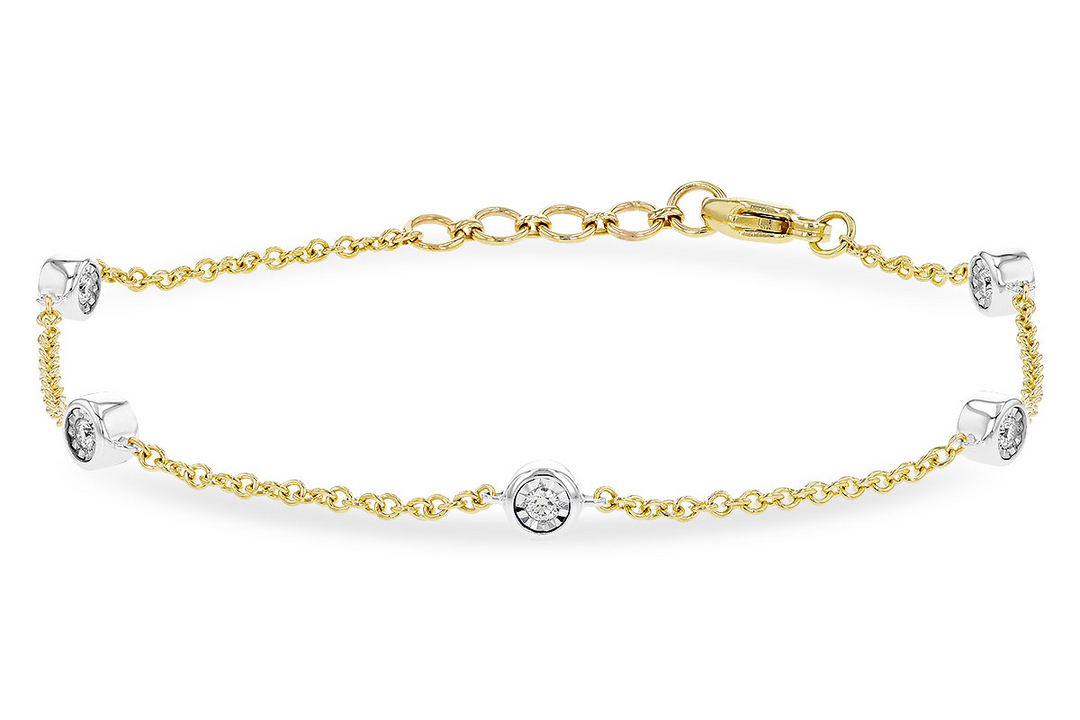 14k Two-Tone Fancy Link .25 Total 5 Bezel Set Diamond Bracelet