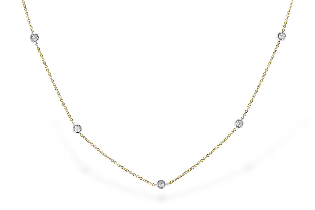 Station 3D Diamond Necklace .75 14k Two-Tone