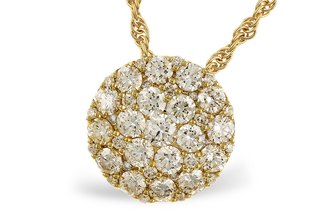 Round Cluster Diamond Pendant 1ct. 14k Yellow Gold