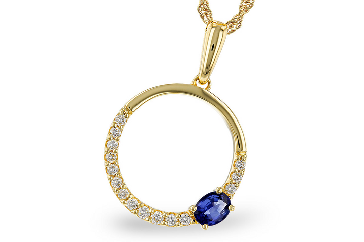 14k Yellow Gold Oval Sapphire Drop Pendant