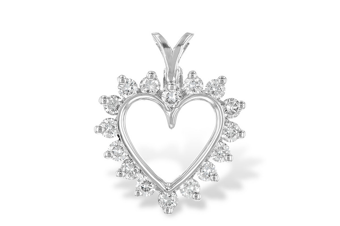 Open Heart Diamond Pendant 0.45ct. 14k White Gold
