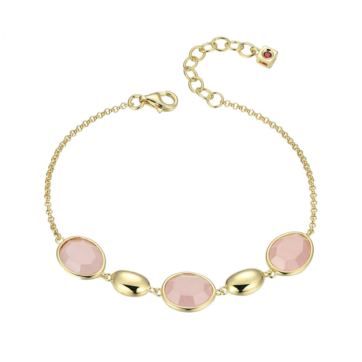 Sterling Silver Yellow Gold Oval Quartz Fancy Link Bracelet