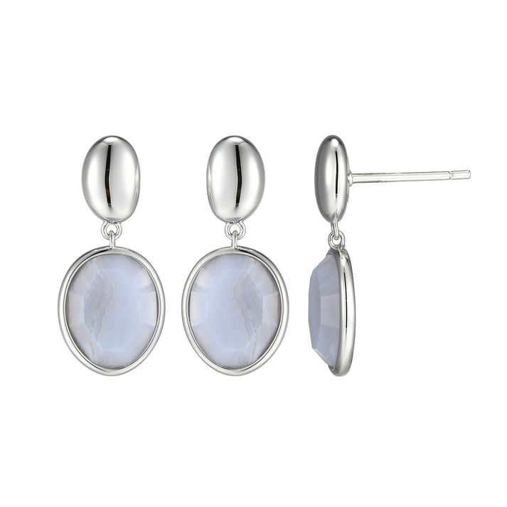 Oval Agate Drop earrings in Sterling Silver