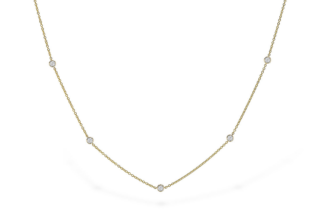 14k Yellow Gold 18 inch .50ct total Bezel Set Diamond Necklace