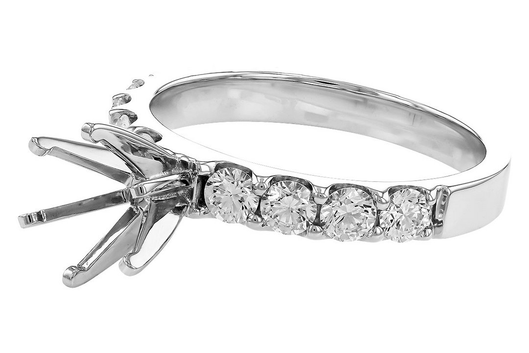 Single Row Style Shared Prong Engagement Ring Mounting 14k White Gold .75ct total Carat Weight