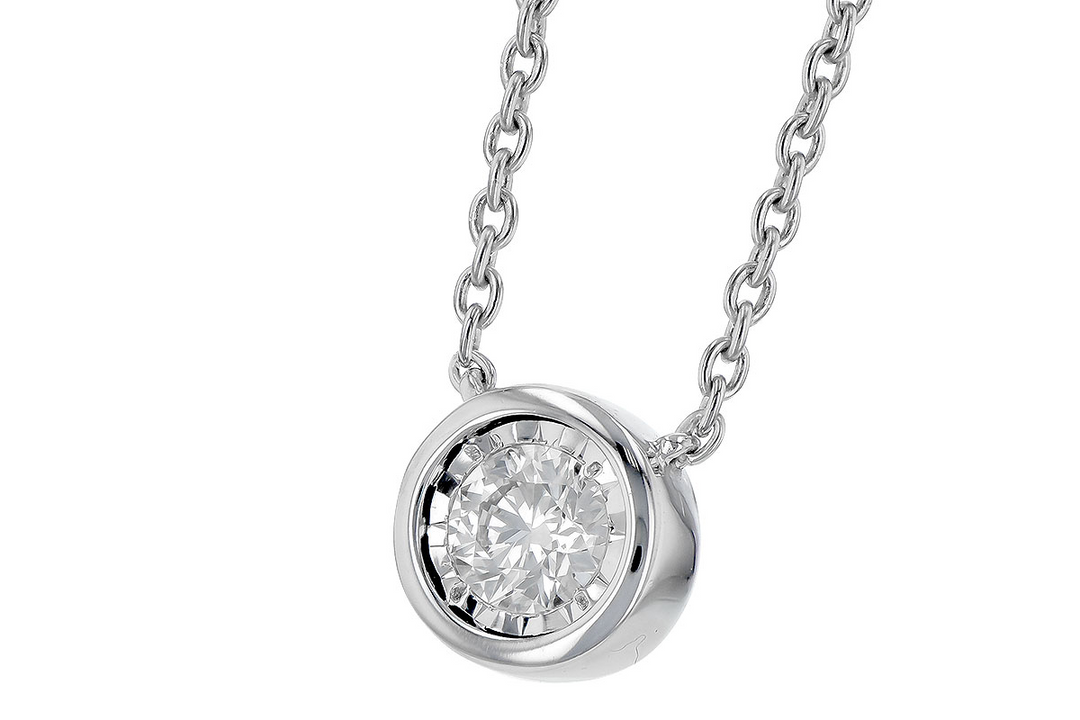 Bezel Set with illusion Plate Solitaire Diamond Pendant 0.24ct. 14k White Gold