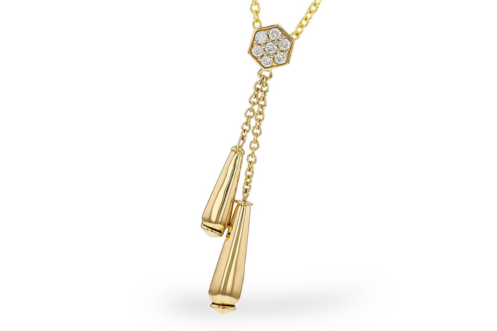 Diamond cluster Pendant with elongated tapered drops14k Yellow Gold