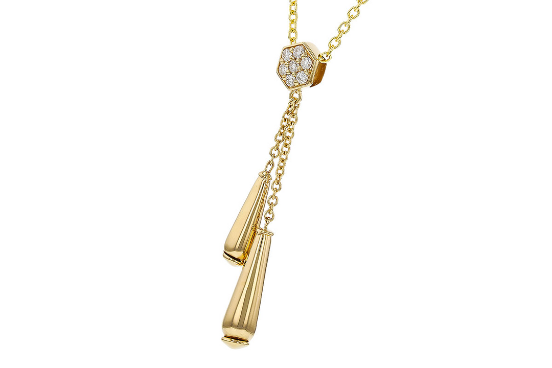 Diamond cluster Pendant with elongated tapered drops14k Yellow Gold