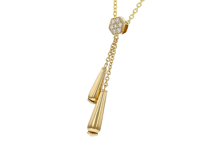 Diamond cluster Pendant with elongated tapered drops14k Yellow Gold