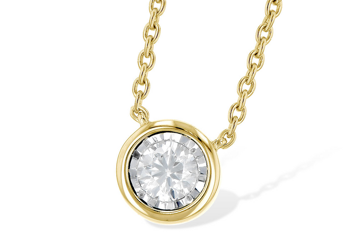 Bezel Set with illusion Plate Solitaire Diamond Pendant 0.24ct. 14k Yellow Gold
