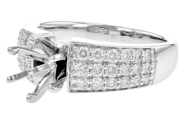Contemporary Style 36 Diamonds Triple Row Engagement Ring Mounting 14k White Gold .75ct total Carat Weight