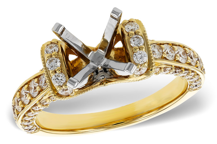 Vintage Style Engagement Ring Mounting 14k Yellow Gold 1.00ct total Carat Weight