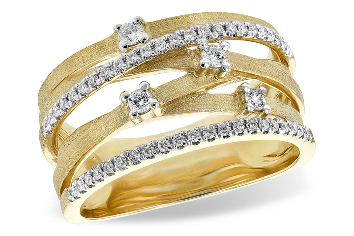 crossing ribbons Diamond Geometric Style Ring 14k Yellow Gold .37ct Total