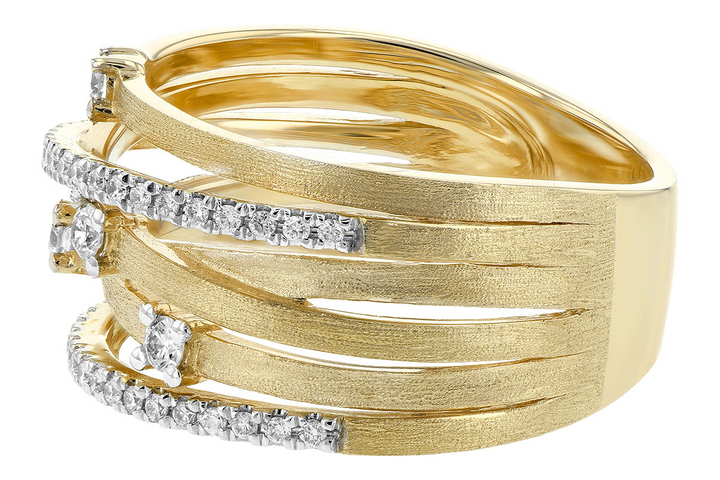 crossing ribbons Diamond Geometric Style Ring 14k Yellow Gold .37ct Total