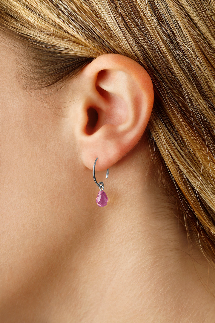 14k White Gold Briolette Amethyst Simple Sweep Earrings