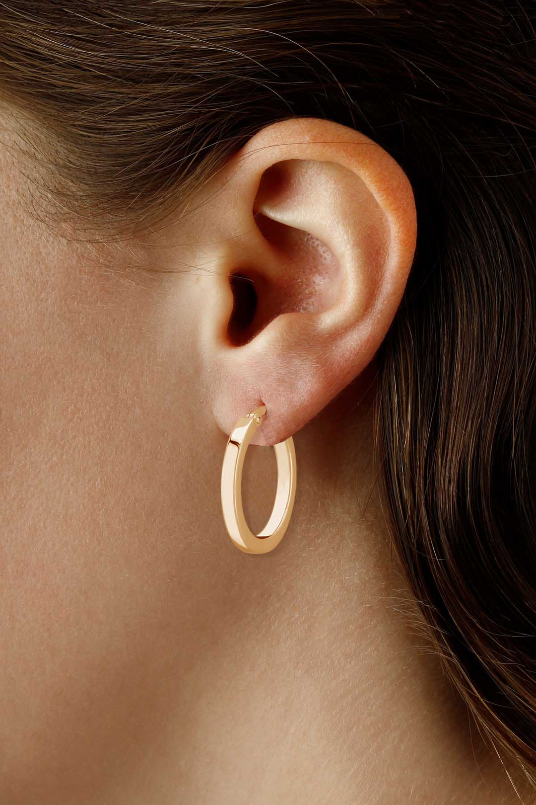 Square Tube Hoop 2x25mm Earrings 14k Yellow Gold Polished