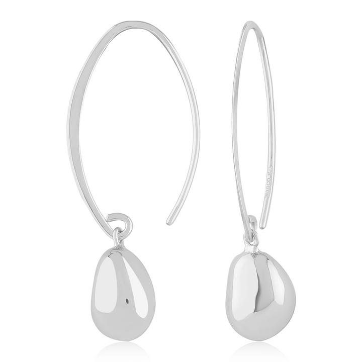 Simple Sweep Organic Shaped Bead earrings in Sterling Silver