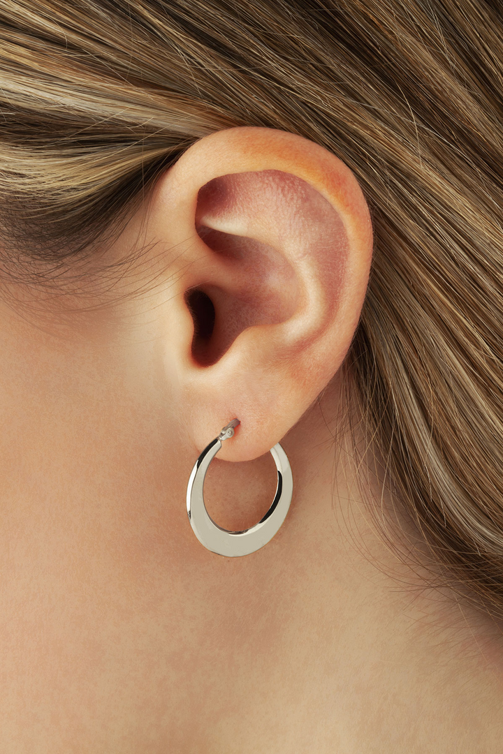 Hoop Flat earrings in Sterling Silver