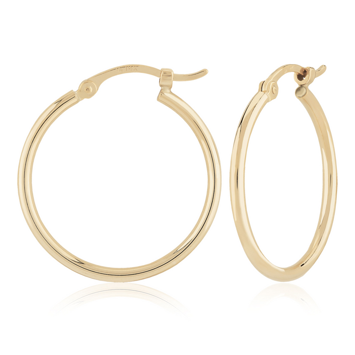 Medium Hoop 1.5 x 20mm Earrings 14k Yellow Gold Polished