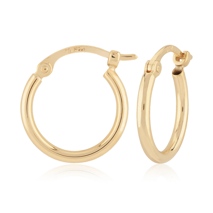 Mini Tube Hoop Earrrings, 14k Yellow Gold