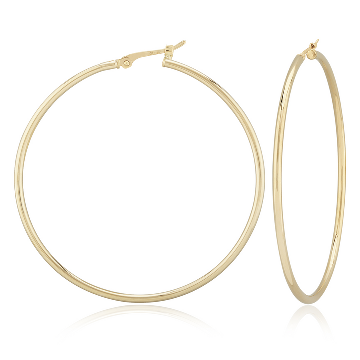 40mm Earrings Large Hoops, 14k Yellow Gold